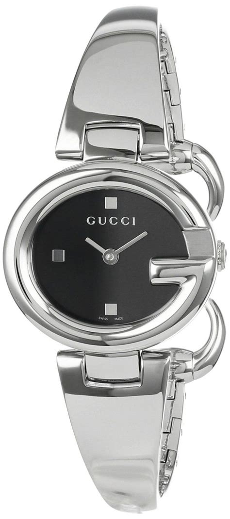 gucci guccissima black dial bangle women's watch|gucci bangle watch with bezels.